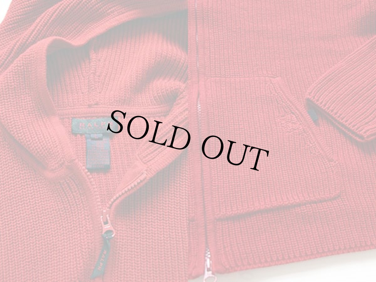 画像3: ラルフローレン コットンニット ジップパーカー 赤 L (3)