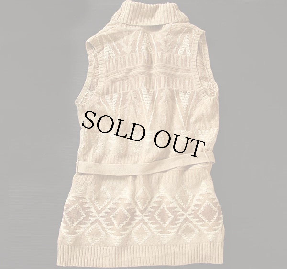 画像2: LAUREN ラルフローレン ネイティブ柄 ショールカラー シルク×リネン×コットン ニット ガウン M (2)