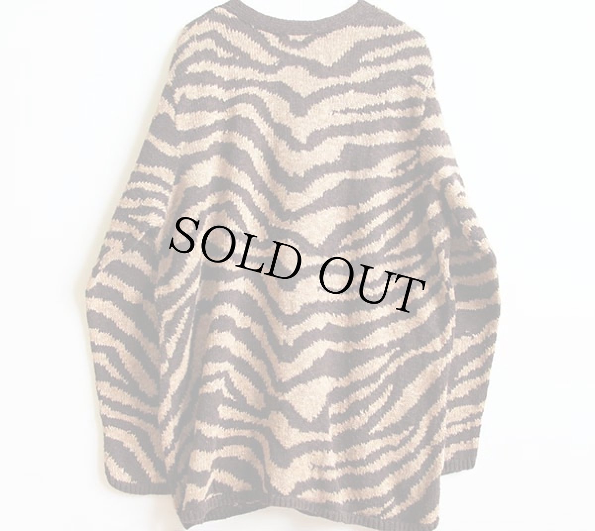 画像2: 00s LAUREN ラルフローレン ゼブラ柄 リネン×コットン ハンドニット カーディガン 1X (2)