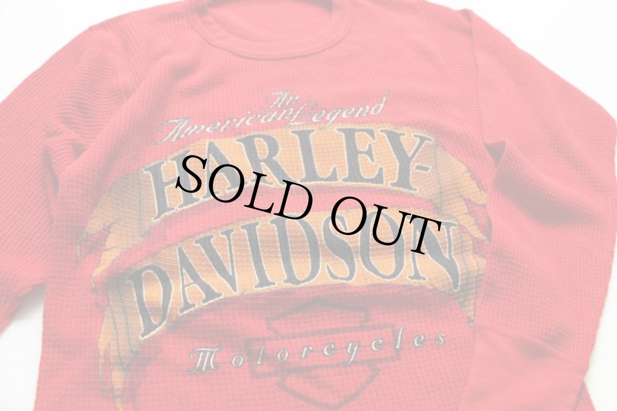 画像2: 80s HARLEY-DAVIDSONハーレー ダビッドソン サーマルシャツ 赤 (2)