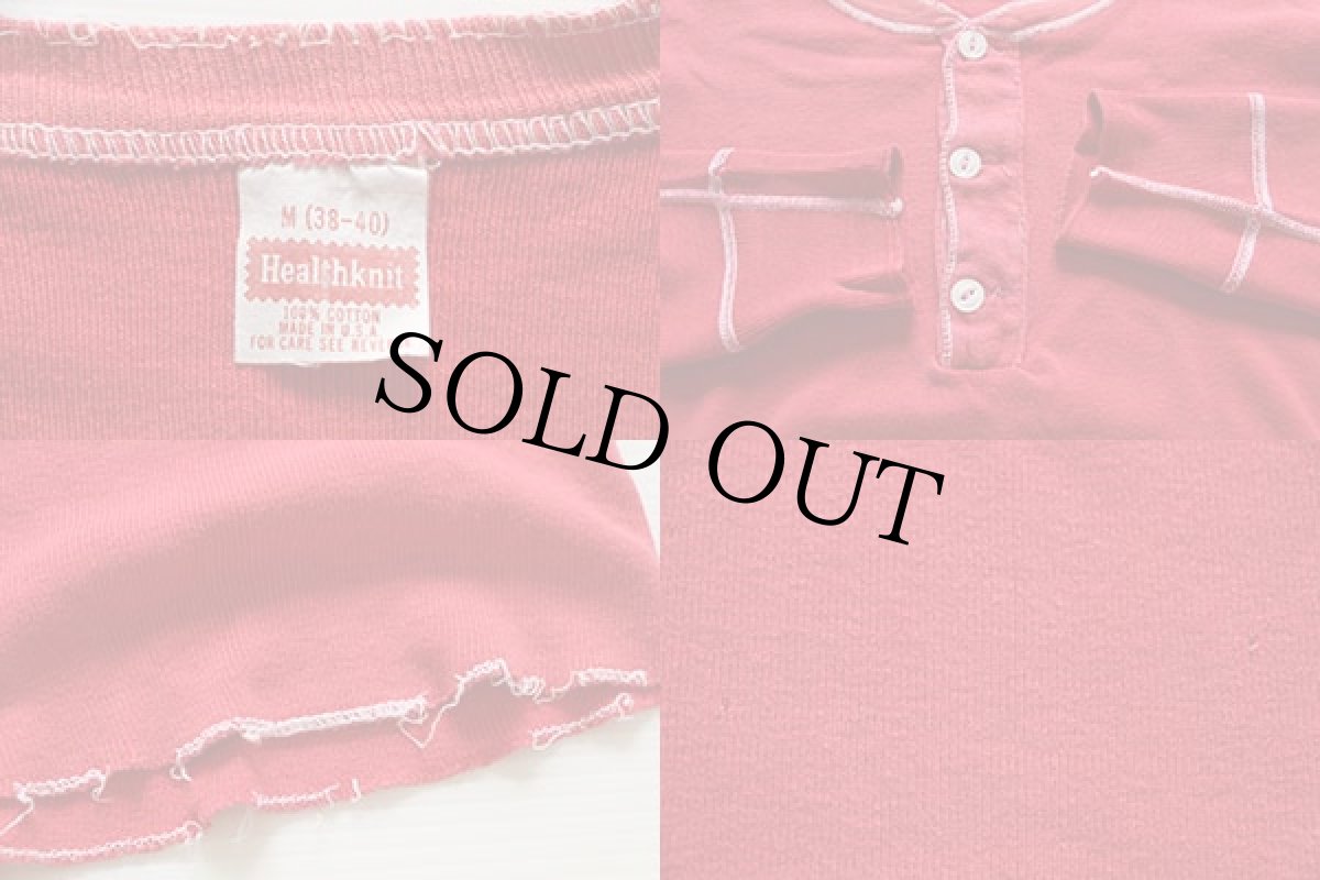 画像3: 70s USA製 Healthknit ヘンリーネック アンダーシャツ 赤 M (3)