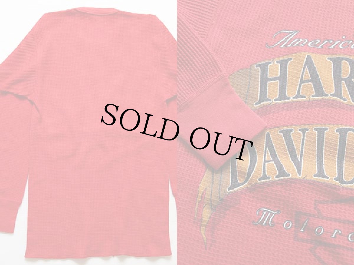 画像3: 80s HARLEY-DAVIDSONハーレー ダビッドソン サーマルシャツ 赤 (3)