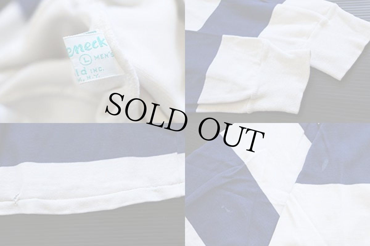 画像3: 70s duofold 太ボーダー タートルネック コットン カットソー 紺×白 L (3)