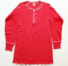 画像2: 70s USA製 Healthknit ヘンリーネック アンダーシャツ 赤 M (2)