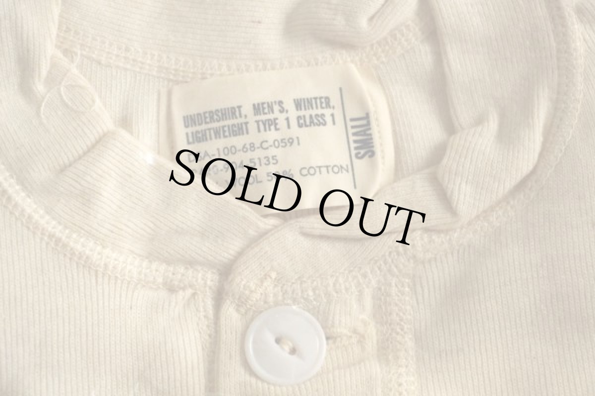 画像3: デッドストック★60s 米軍 ヘンリーネック ウール×コットン アンダーシャツ S (3)