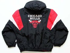 画像2: 00s STARTERスターター NBA BULLS シカゴ ブルズ 中綿入り ナイロンパーカー M (2)