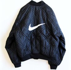 画像2: 90s NIKEナイキ リバーシブル ナイロン キルティングジャケット 黒 M (2)