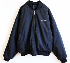 画像3: 90s NIKEナイキ リバーシブル ナイロン キルティングジャケット 黒 M (3)