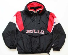 画像1: 00s STARTERスターター NBA BULLS シカゴ ブルズ 中綿入り ナイロンパーカー M (1)