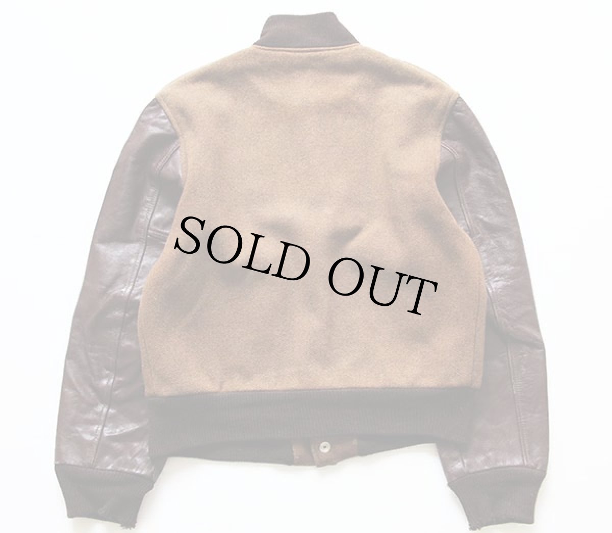 画像2: 60s BUTWINバトウィン メルトン ウール 袖革スタジャン 茶 18 (2)