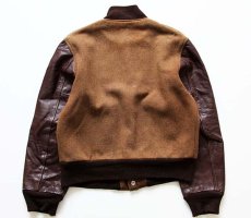 画像2: 60s BUTWINバトウィン メルトン ウール 袖革スタジャン 茶 18 (2)