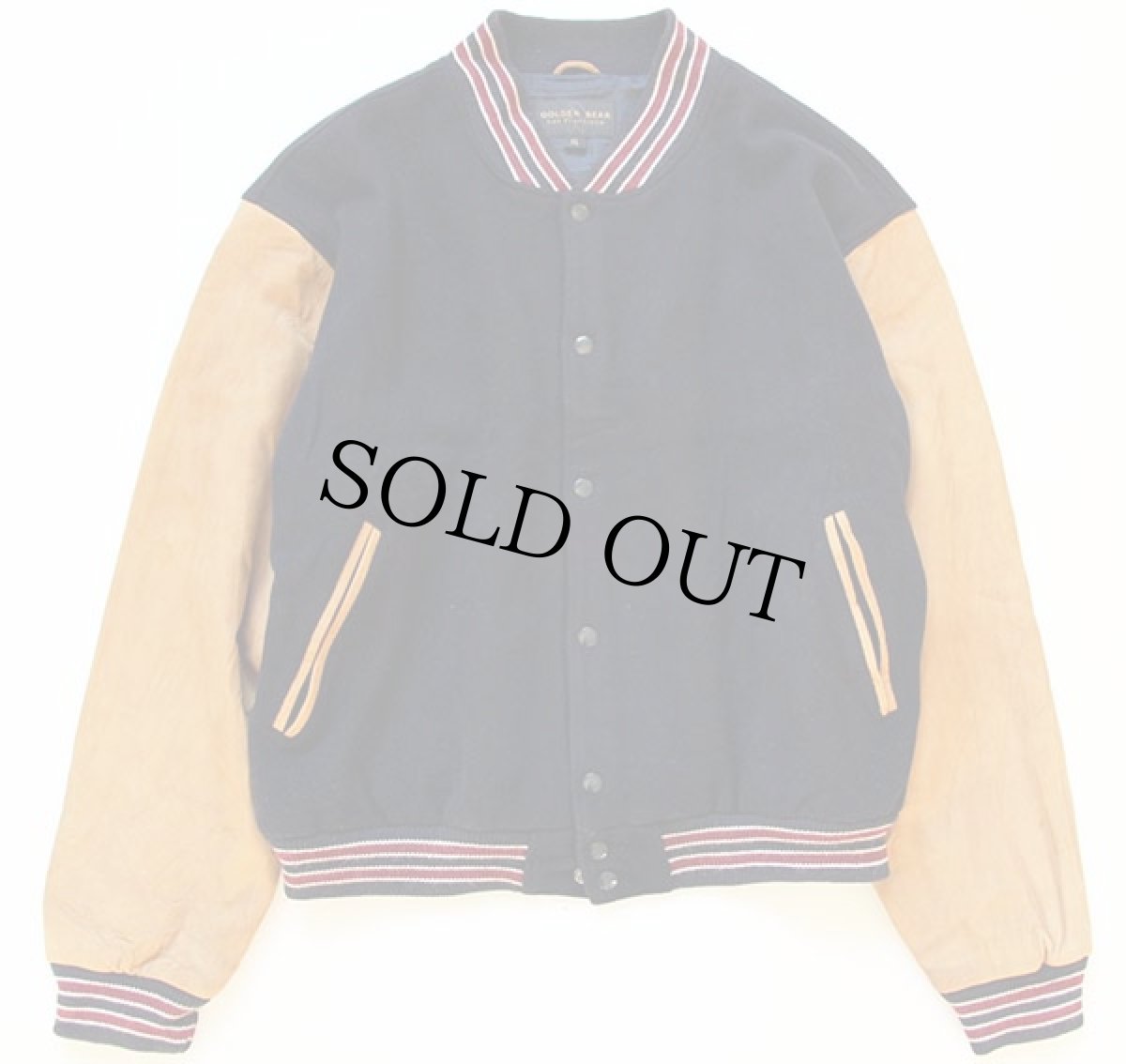 画像2: USA製 GOLDEN BEAR USAパッチ カシミヤ混 袖革スタジャン XL (2)