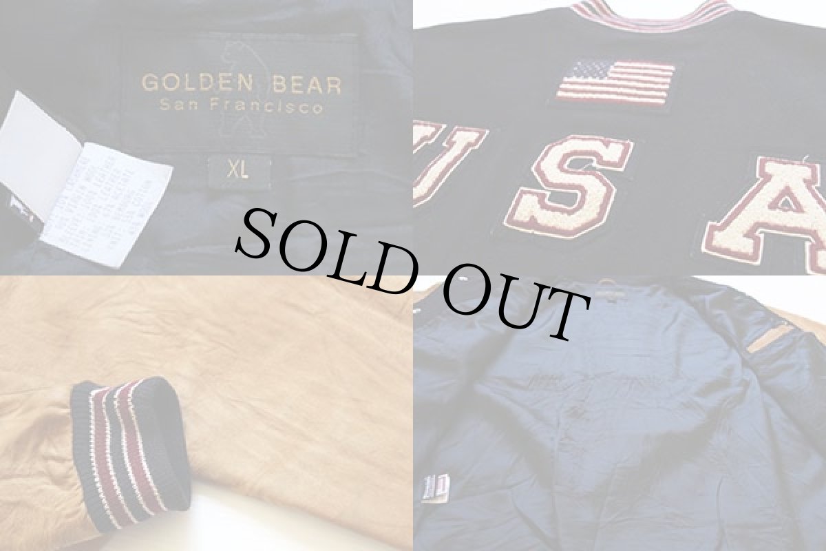画像3: USA製 GOLDEN BEAR USAパッチ カシミヤ混 袖革スタジャン XL (3)