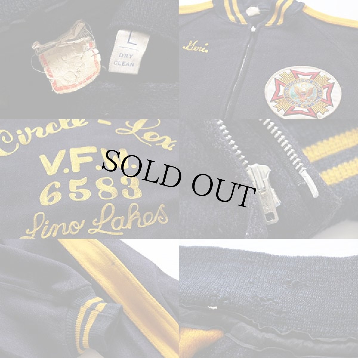 画像3: 60s VFW チェーン刺繍 メルトン ウール ジップスタジャン L (3)