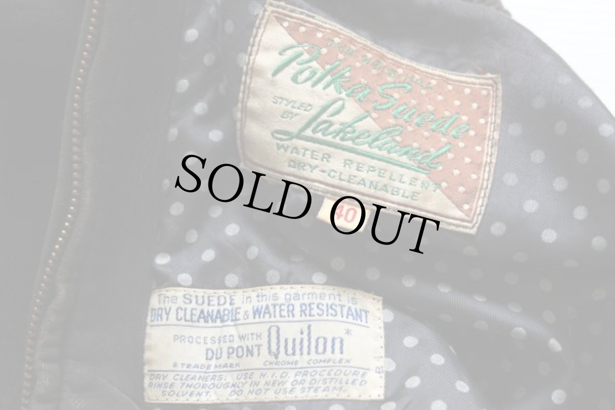 画像4: 50s Lakeland スエード レザージャケット 黒 40 (4)