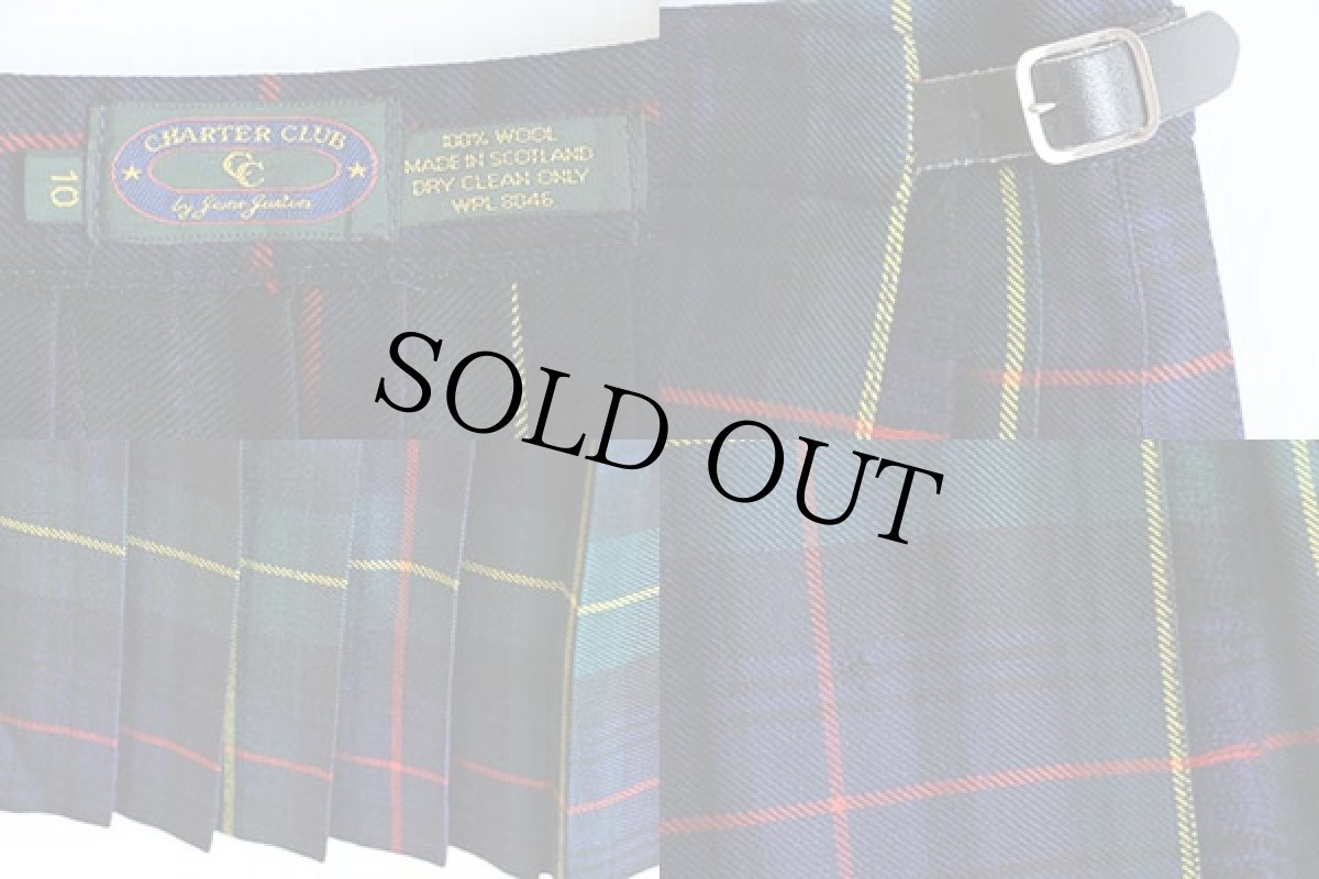 画像3: スコットランド製 CHARTER CLUB タータンチェック ウール キルトスカート (3)