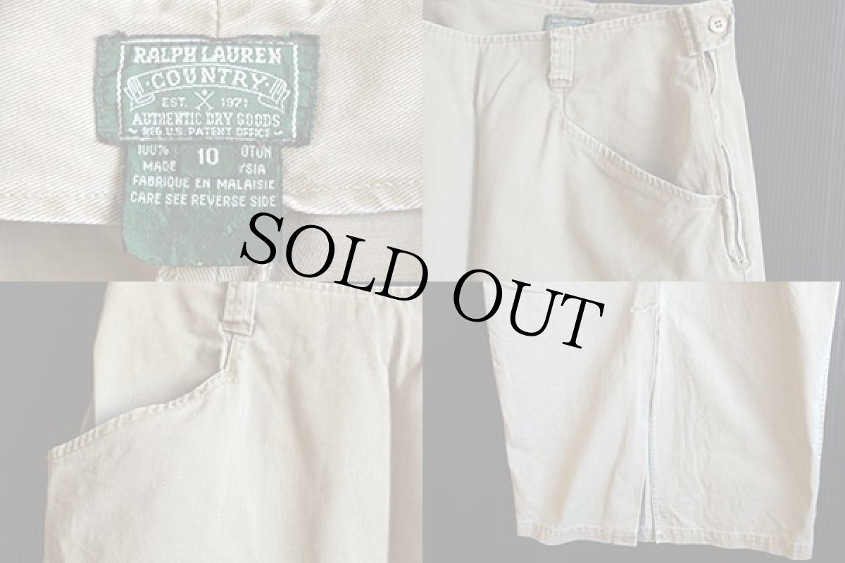 画像3: 80s ポロ カントリー ラルフローレン マキシ丈 チノスカート カーキ (3)