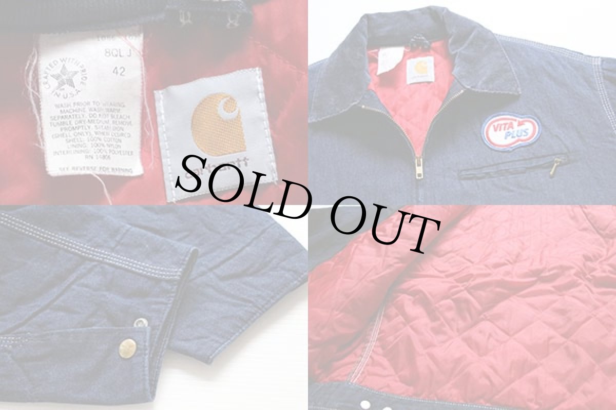 画像3: 80s USA製 carharttカーハート キルティングライナー デニム ワークジャケット 42 (3)