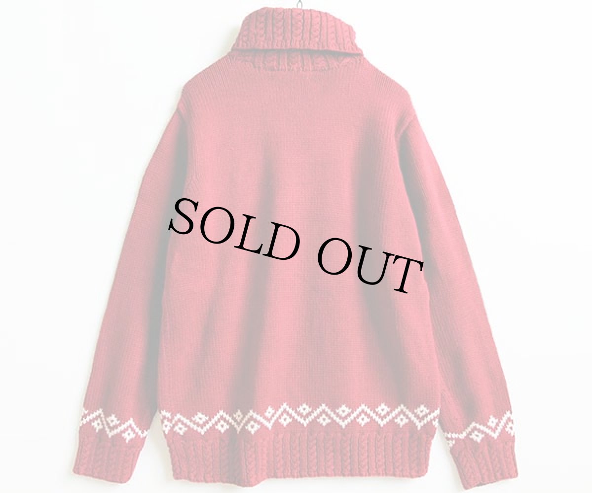 画像2: 00s LAUREN ラルフローレン 雪柄 タートルネック コットン ハンドニットセーター M (2)