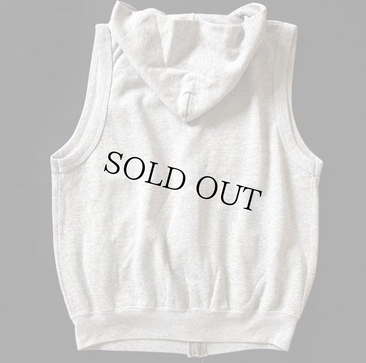 画像2: 80s USA製 ACE SPORTSWEAR ノースリーブ スウェット ジップパーカー 杢グレー L (2)