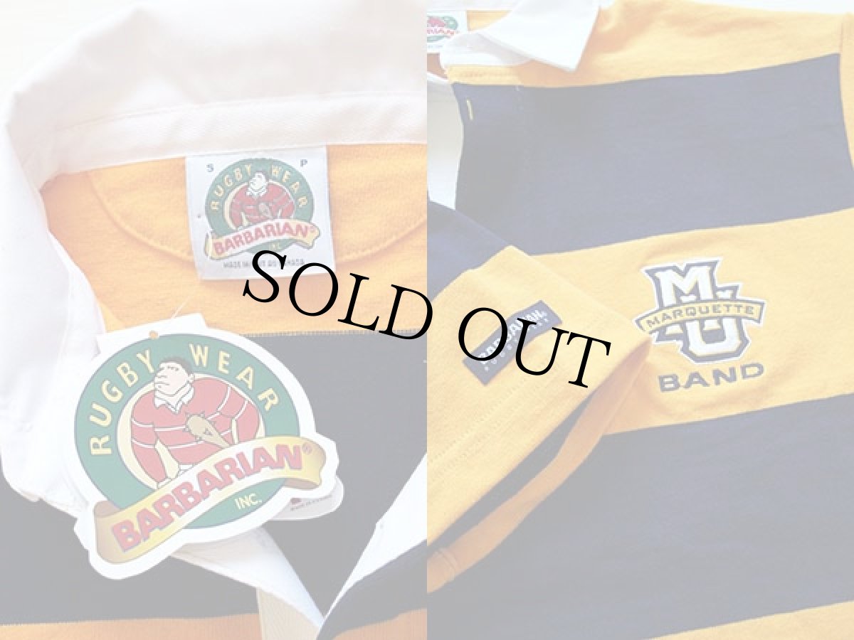 画像3: 未使用★カナダ製 BARBARIANバーバリアン 太ボーダー 半袖 ラガーシャツ S (3)