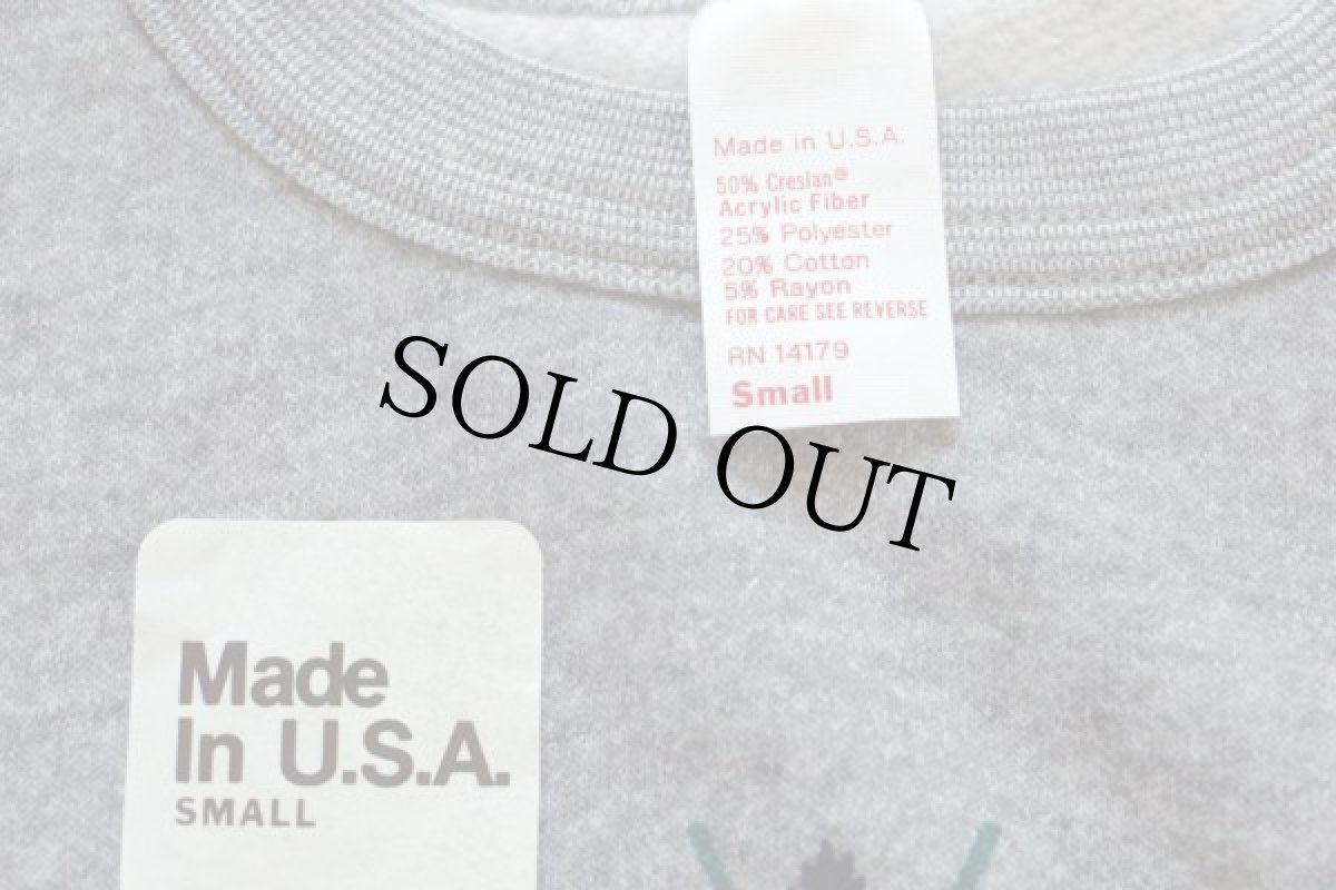 画像4: デッドストック★80s USA製 アーガイル柄 染み込みプリント スウェット 杢グレー S (4)