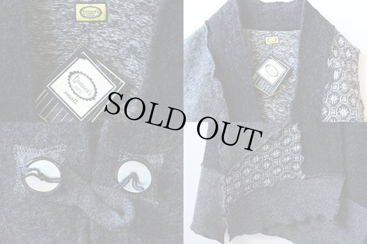 画像3: 未使用★USA製 Tamara's パッチワーク ボイルドウール×ニットベスト カーディガン S (3)