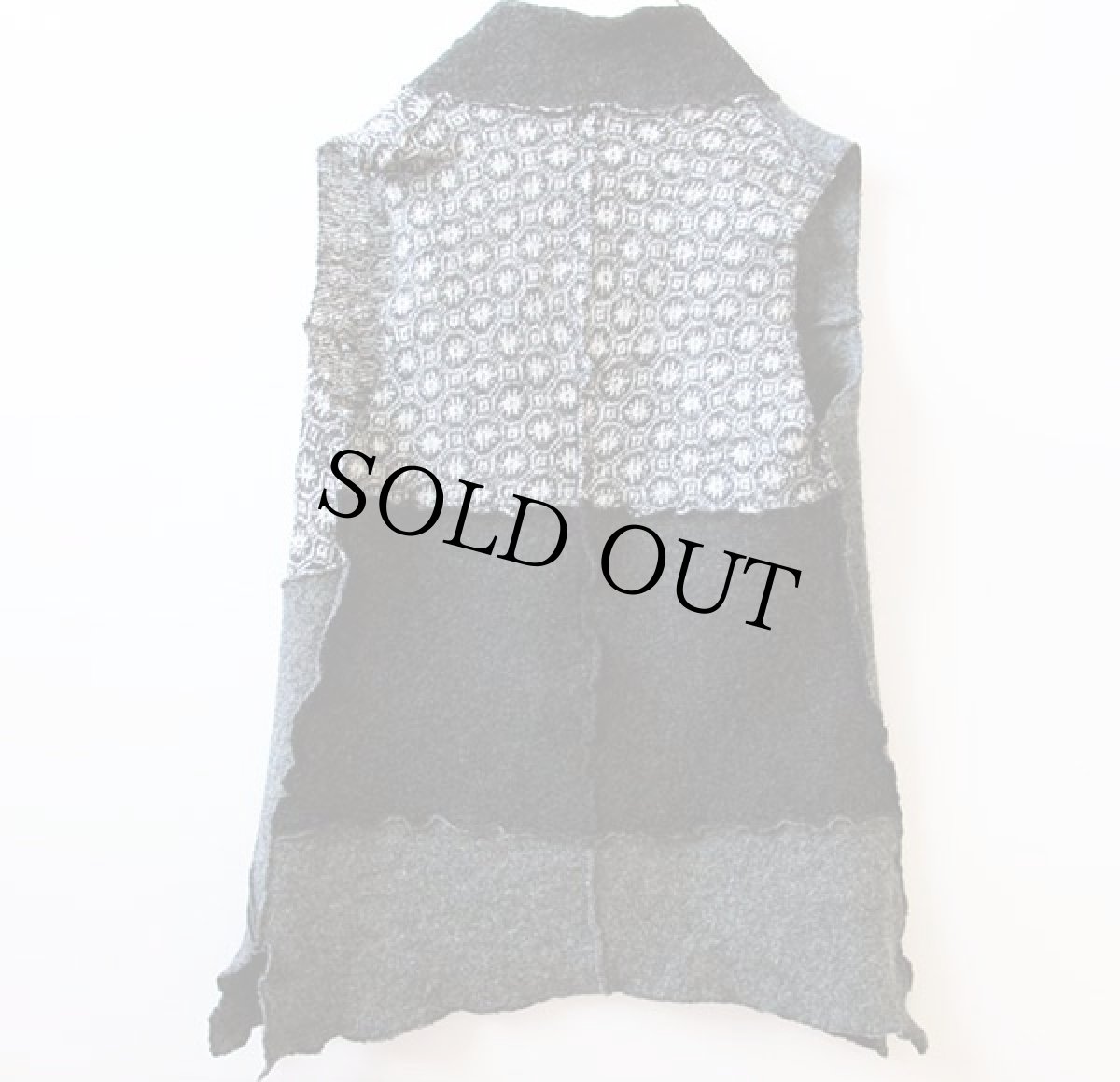 画像2: 未使用★USA製 Tamara's パッチワーク ボイルドウール×ニットベスト カーディガン S (2)