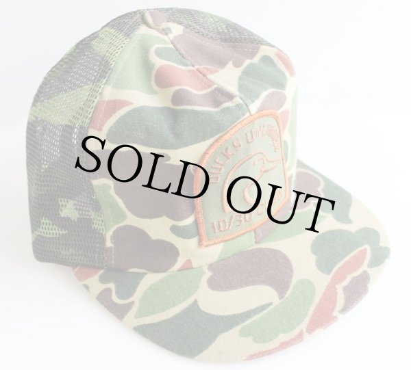 80s USA製 DUCKS UNLIMITED パッチ付き ダックハンターカモ メッシュ