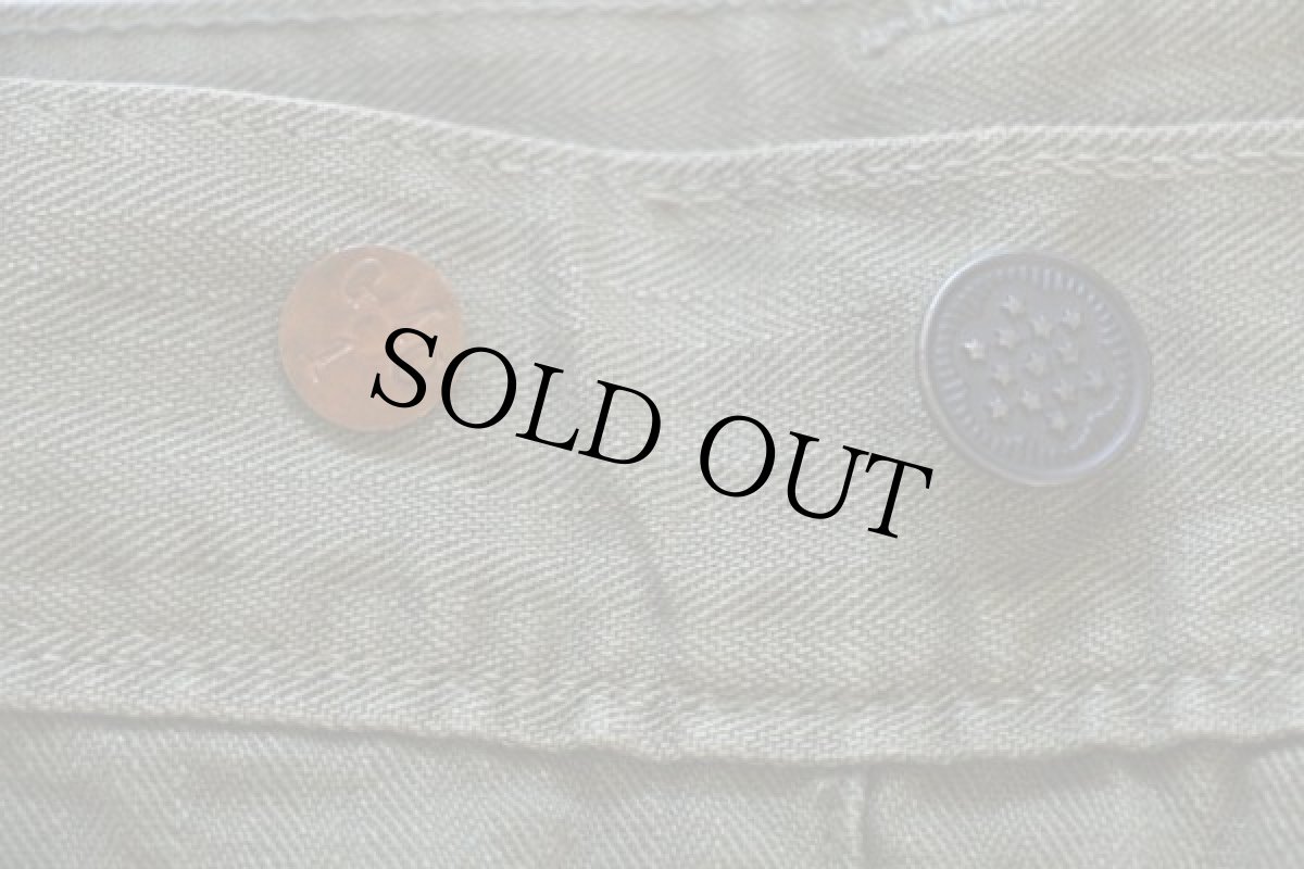 画像3: 40s 米軍 U.S.ARMY M-43 HBT ヘリンボーンツイル カーゴパンツ w42 L33 (3)