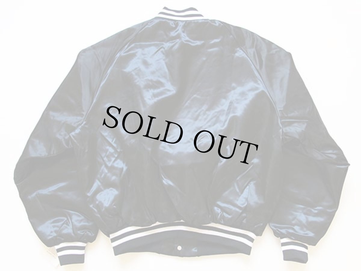 画像2: デッドストック★80s USA製 King Louie ナイロンスタジャン 黒×白 L (2)