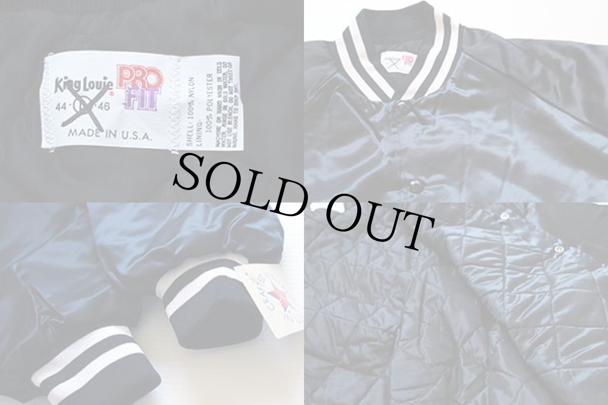 画像3: デッドストック★80s USA製 King Louie ナイロンスタジャン 黒×白 L (3)