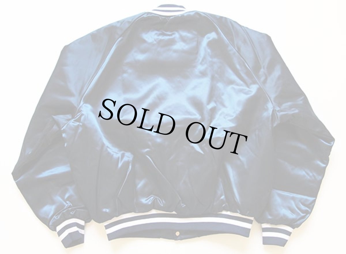 画像2: デッドストック★80s USA製 King Louie ナイロンスタジャン 紺×白 M (2)