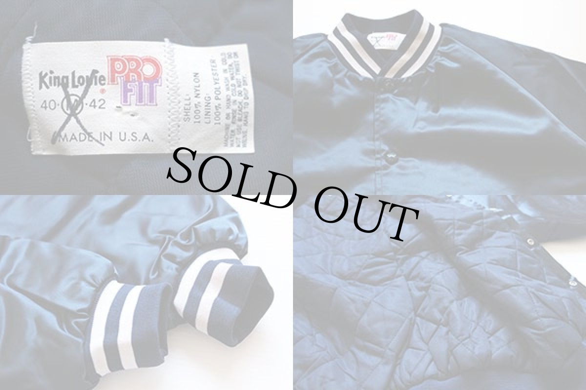 画像3: デッドストック★80s USA製 King Louie ナイロンスタジャン 紺×白 M (3)