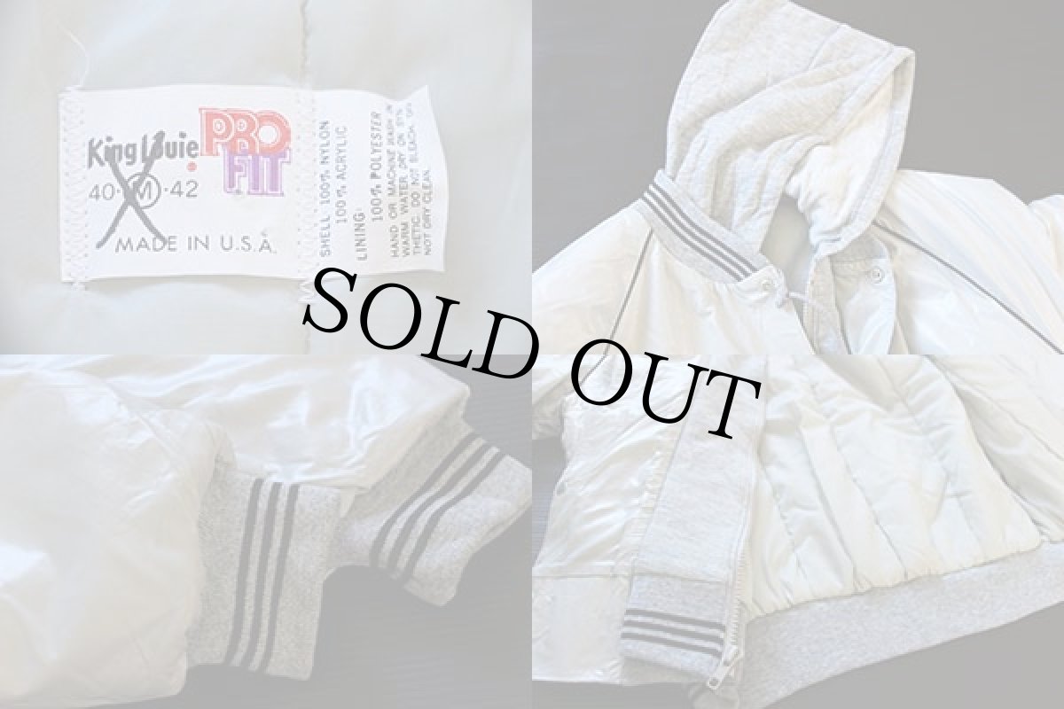 画像3: デッドストック★80s USA製 King Louieキングルイ フード付き ナイロンスタジャン シルバー (3)