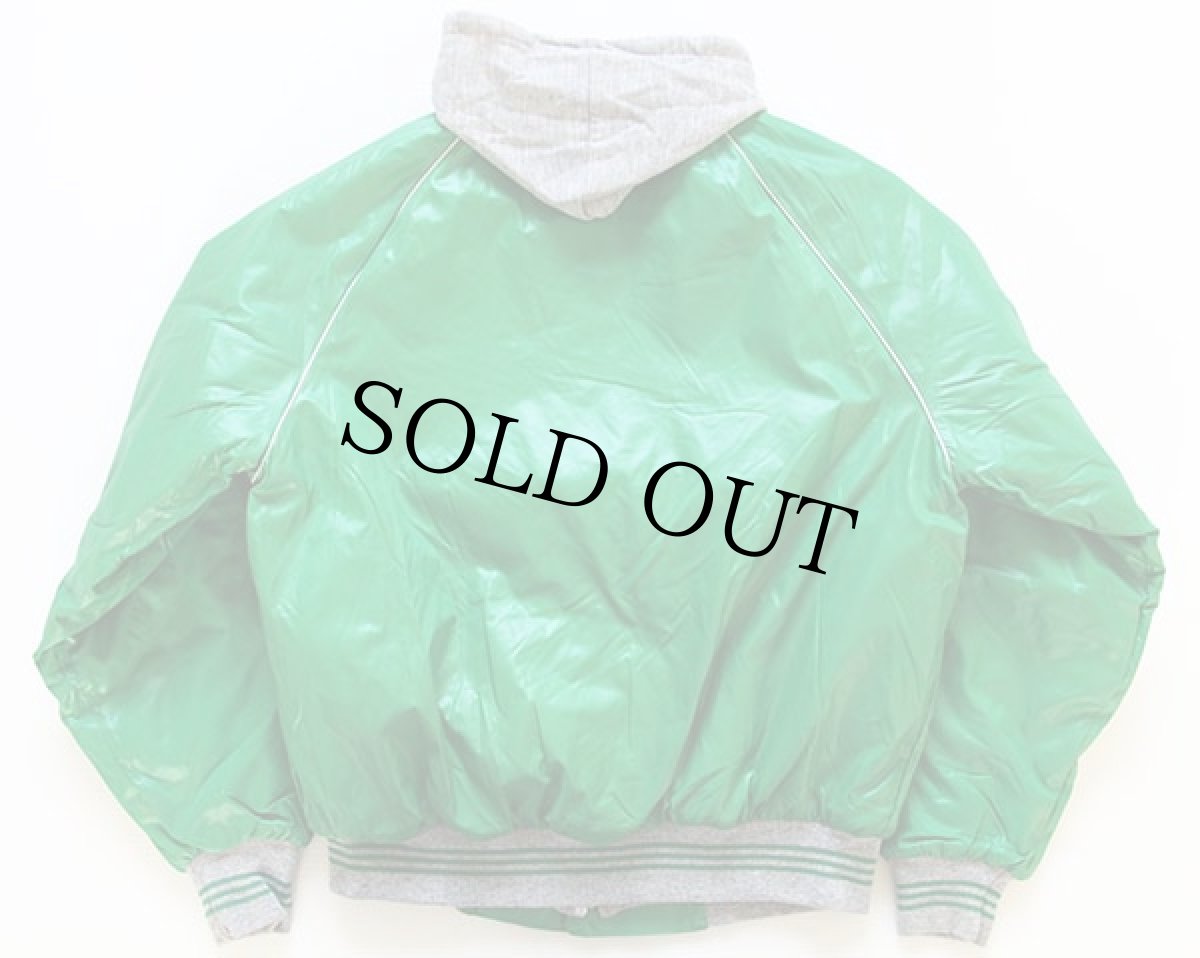 画像2: デッドストック★80s USA製 King Louieキングルイ フード付き ナイロンスタジャン 緑 S (2)