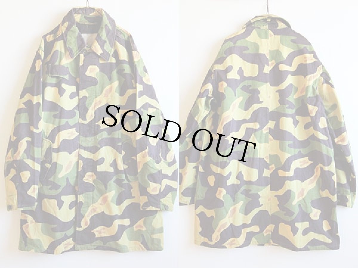 画像2: 60s チェコスロバキア軍 サラマンダーカモ コットン ステンカラーコート 2B (2)