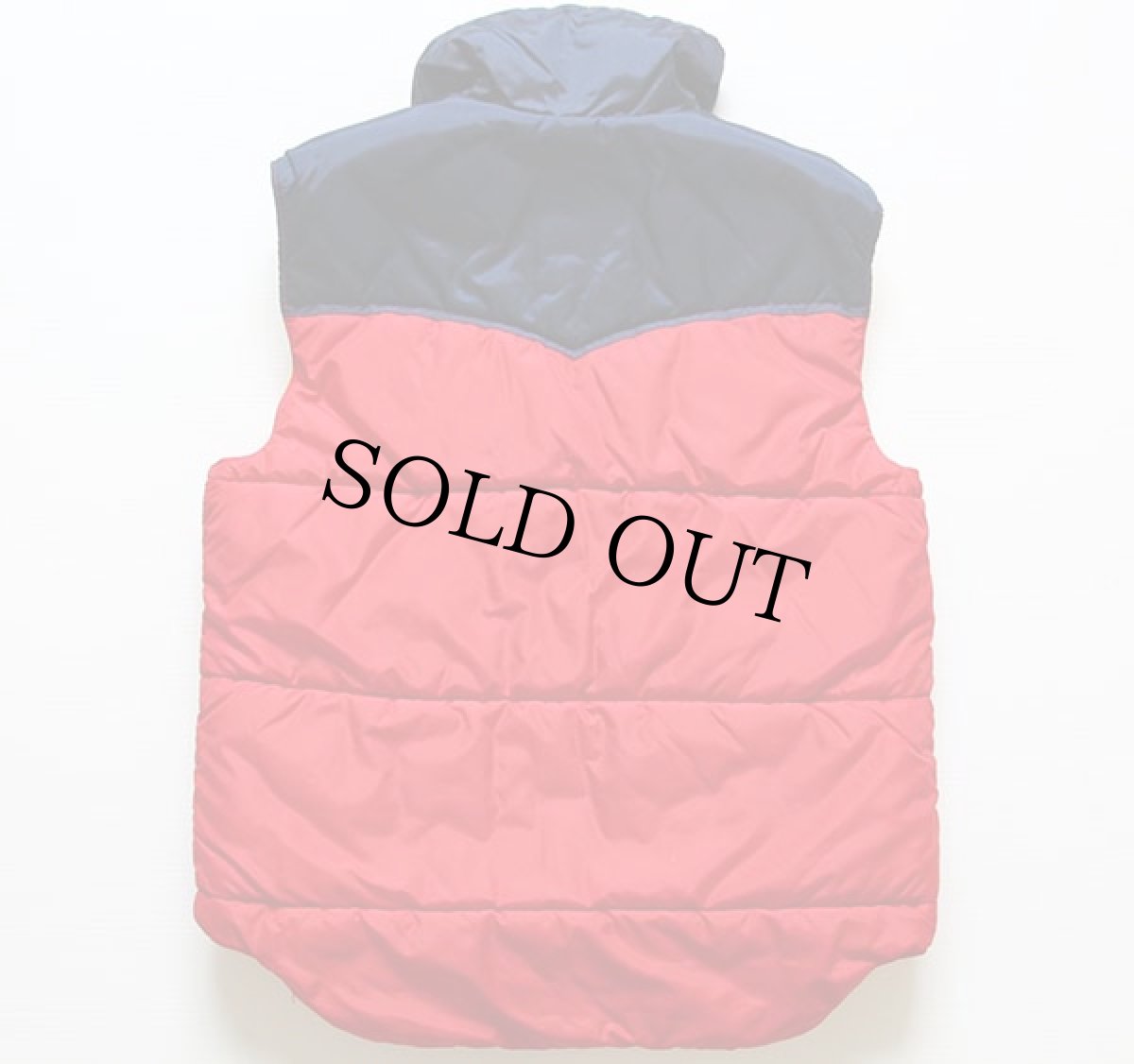 画像2: 80s Powderhorn Mountaineeringパウダーホーン ツートン ヨーク切り替え 中綿ベスト 赤×紺 M (2)