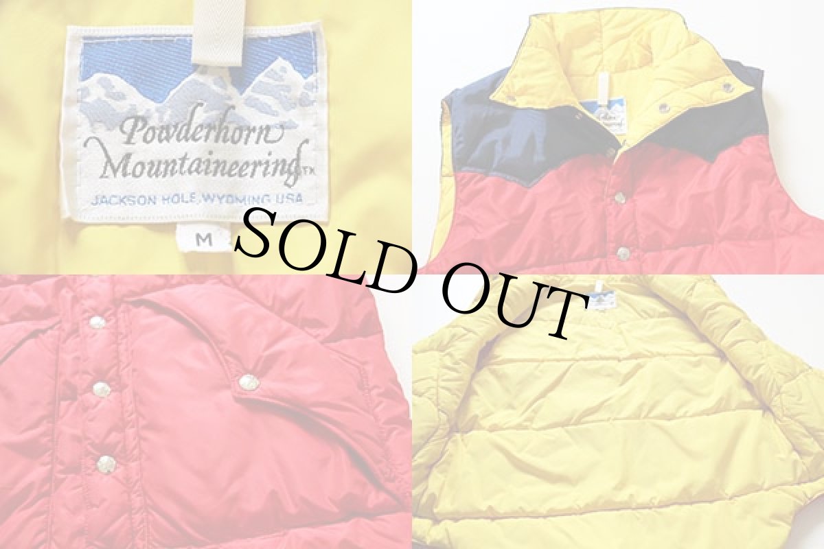 画像3: 80s Powderhorn Mountaineeringパウダーホーン ツートン ヨーク切り替え 中綿ベスト 赤×紺 M (3)