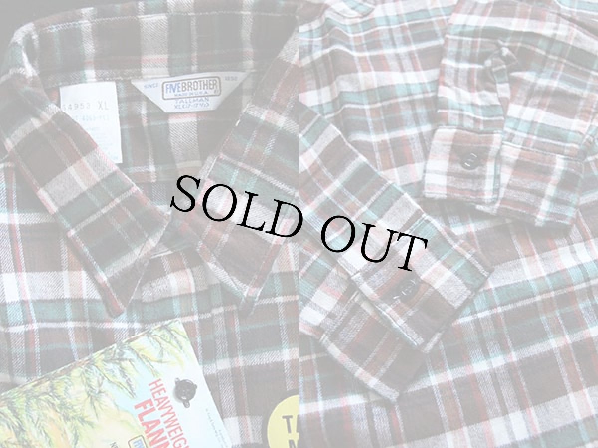 画像3: デッドストック★80s USA製 FIVE BROTHERファイブブラザー チェック コットン フランネルシャツ XL-T (3)