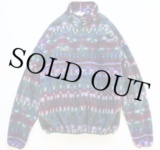 90s USA製 patagoniaパタゴニア リーフ 総柄 フリース スナップ