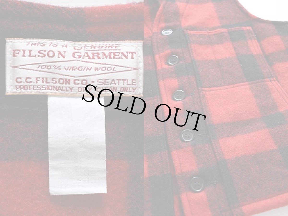 画像3: 90s FILSONフィルソン チェック マッキーノ ウールベスト 赤×黒 (3)
