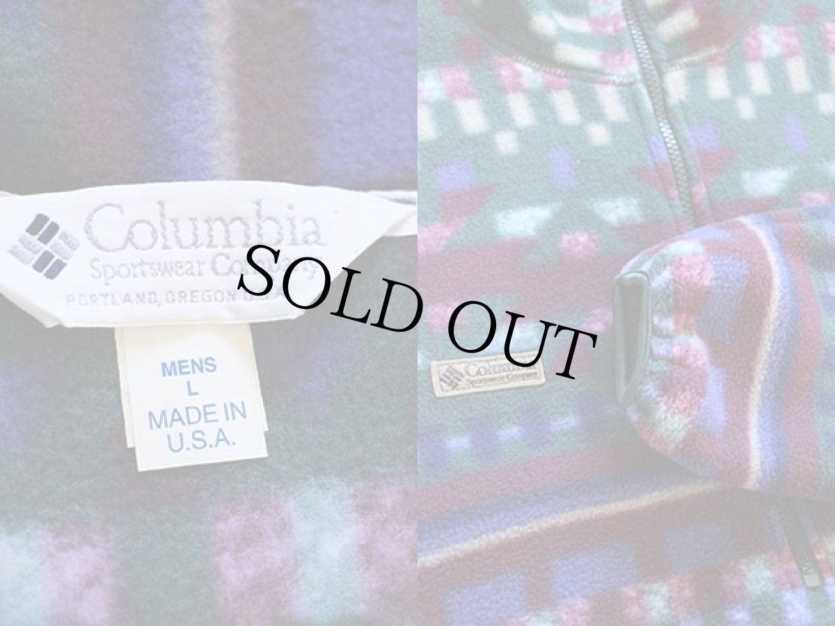 画像3: 90s USA製 Columbiaコロンビア 総柄 ハーフジップ プルオーバー フリース L (3)