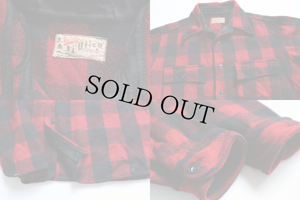 画像3: 40s Utica Duxbak チェック ウールシャツ 赤×黒 (3)