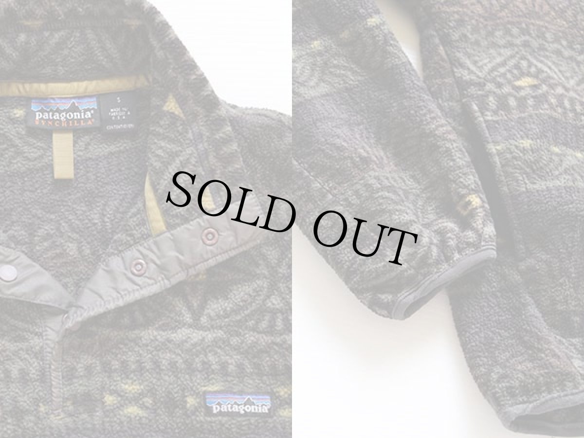 画像3: 90s USA製 patagoniaパタゴニア 総柄 シンチラ フリース スナップT S (3)