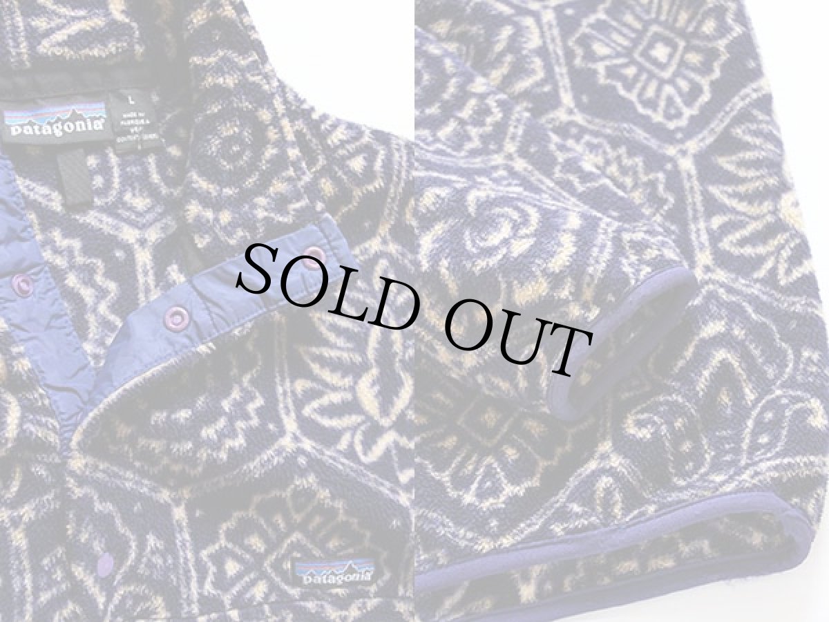 画像3: 90s USA製 patagoniaパタゴニア 総柄 フリース スナップT L (3)