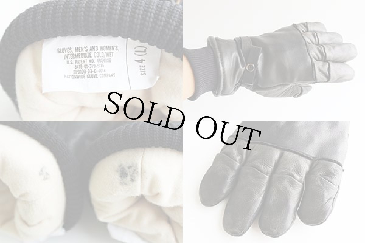 画像4: 00s 米軍 レザーグローブ 黒 4 L★手袋 (4)