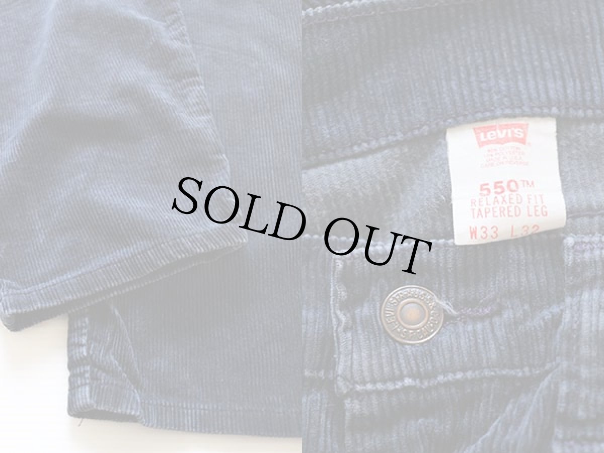 画像3: 90s USA製 Levi'sリーバイス 550 太畝 コーデュロイパンツ 紺 w33 L32 (3)