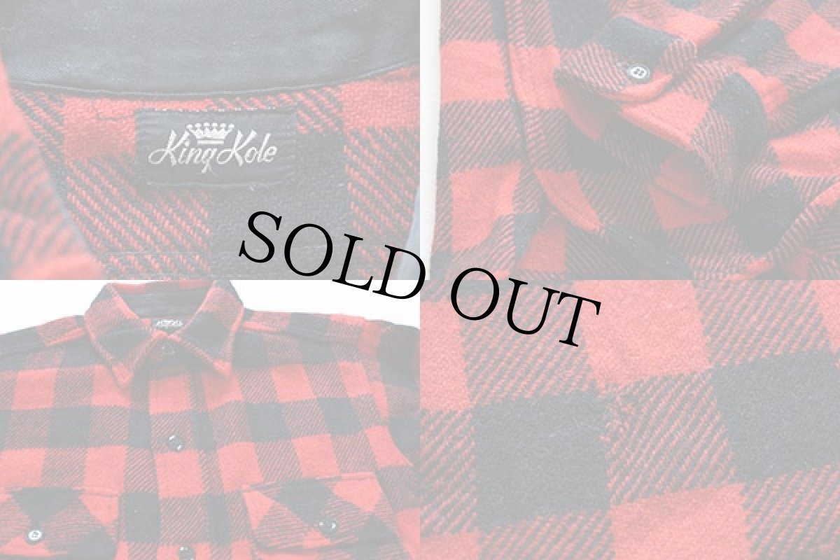 画像3: 50s King Kole チェック マチ付き ウールシャツ 赤×黒 (3)