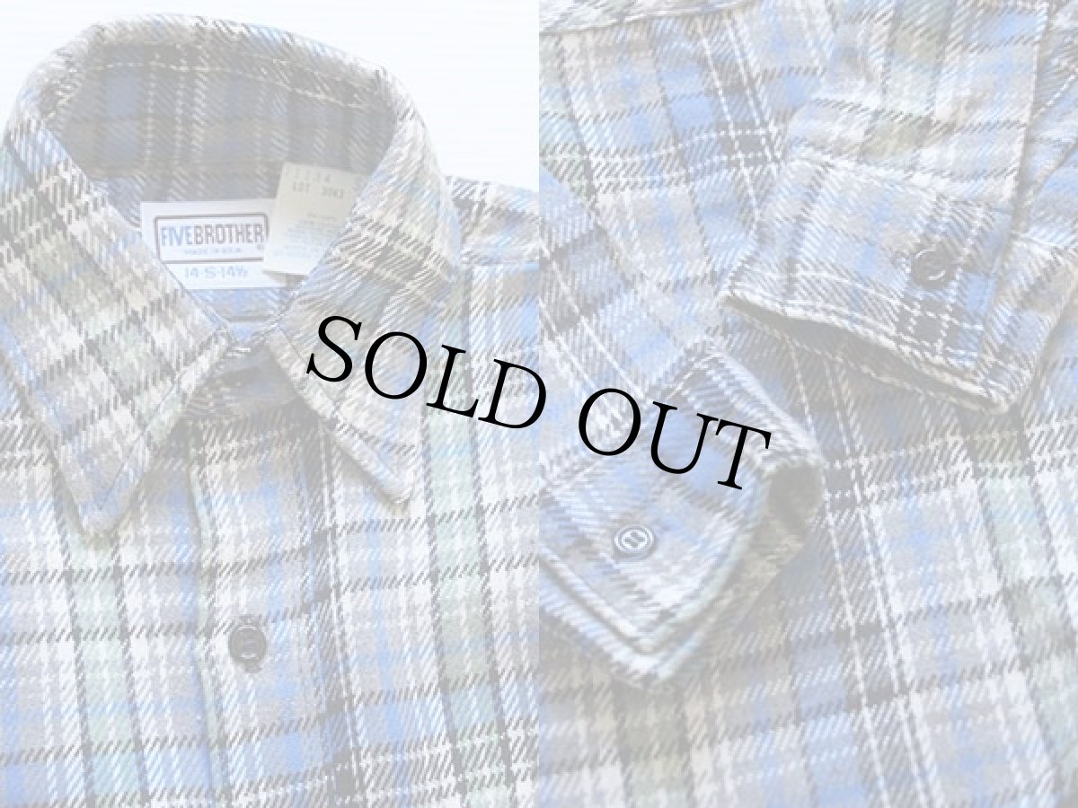 画像4: デッドストック★70s USA製 FIVE BROTHERファイブブラザー チェック コットン フランネルシャツ S (4)